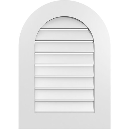 Ekena Millwork Round Top Surface Mount PVC Gable Vent: Functional, w/ 3-1/2"W x 1"P Standard Frame, 20"W x 28"H GVPRT20X2801SF